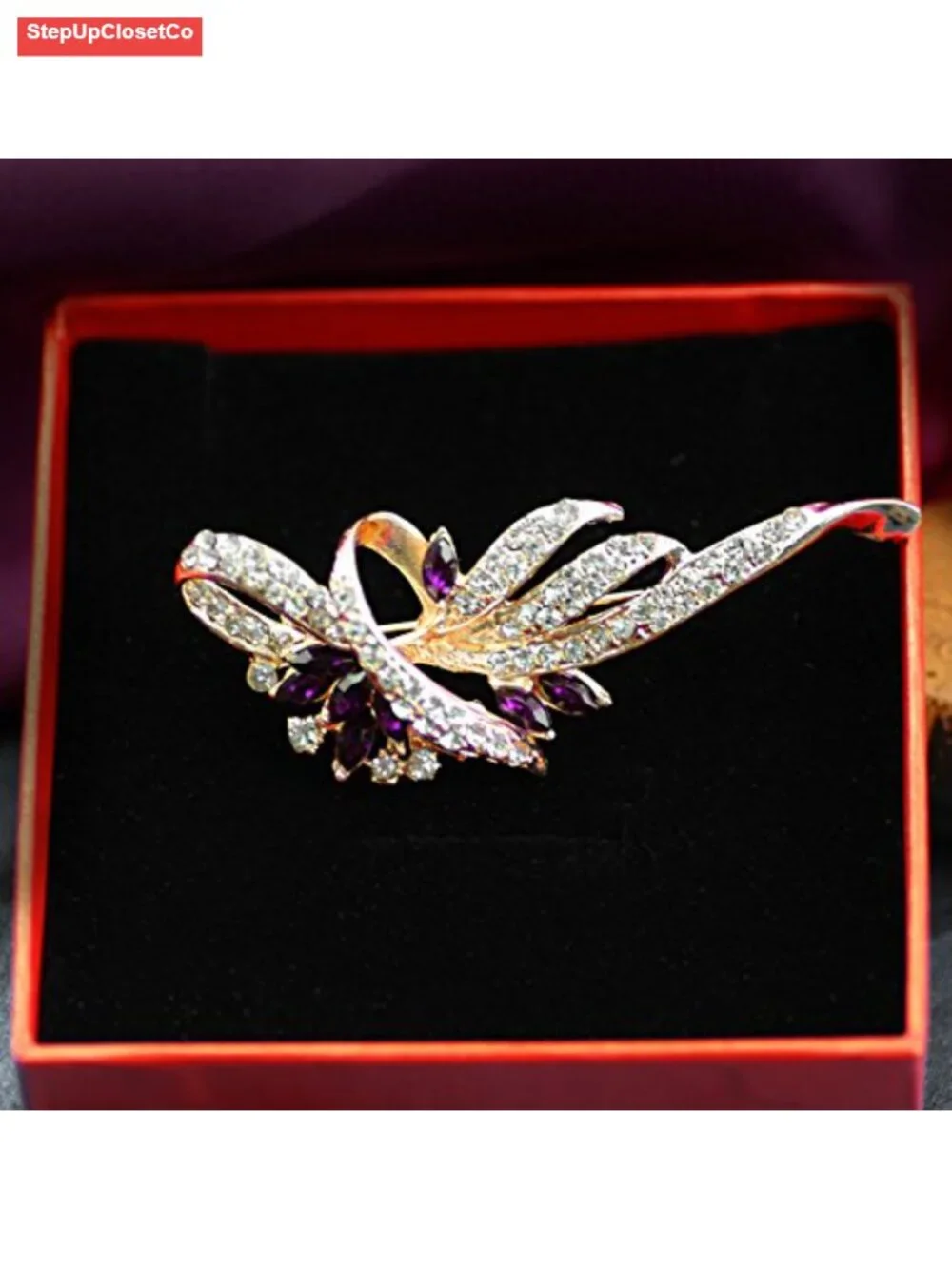 Vintage Style Created Crystal Flower Brooch Pin for Women Jackets Scarves Hats